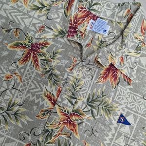 Reyn Spooner *Sz XL* Hawaiian Pullover Shirt Cotton Blend Tan Orange Red